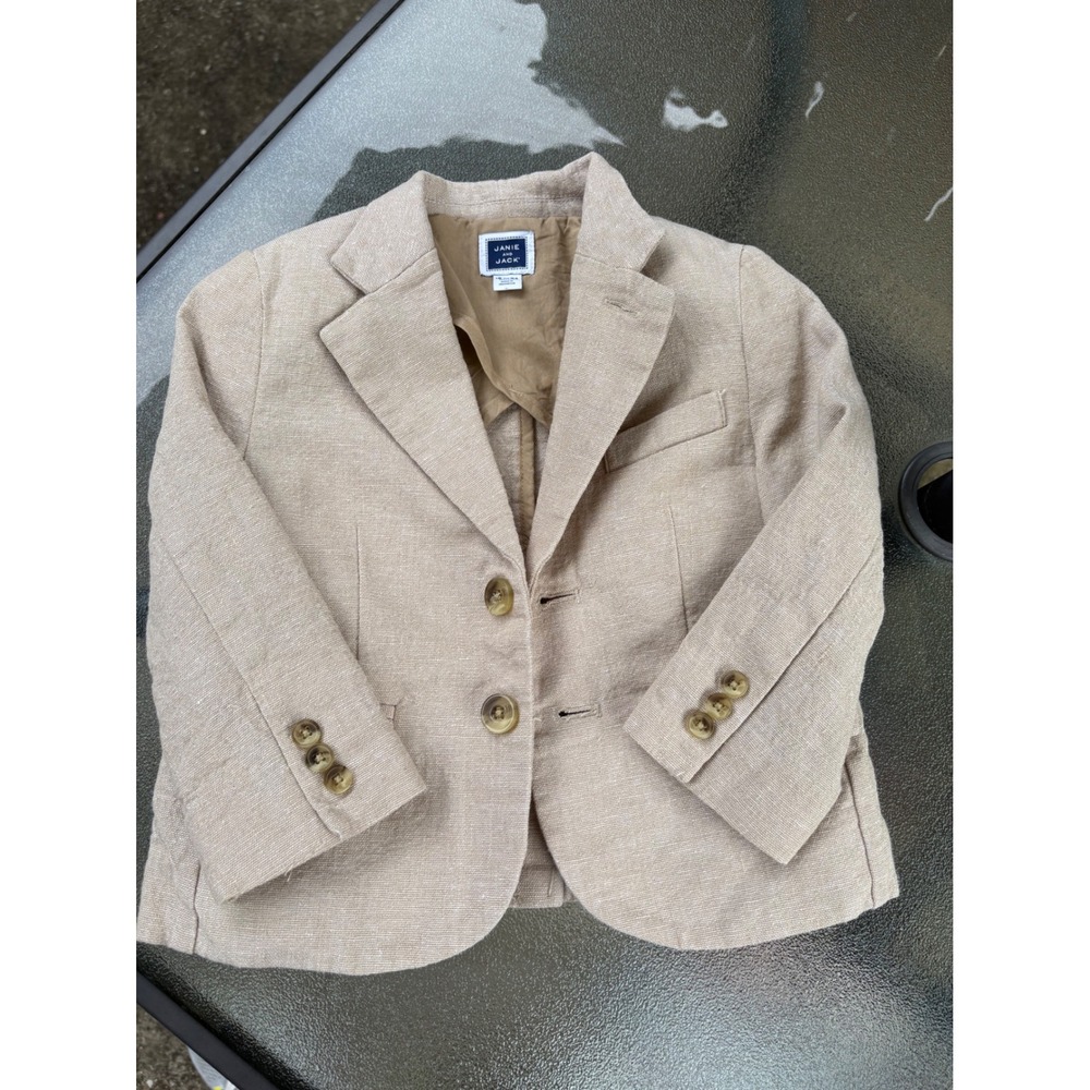 Janie and Jack Tan Linen‎ Cotton Blazer Jacket Toddler 18-24 Months 200273298